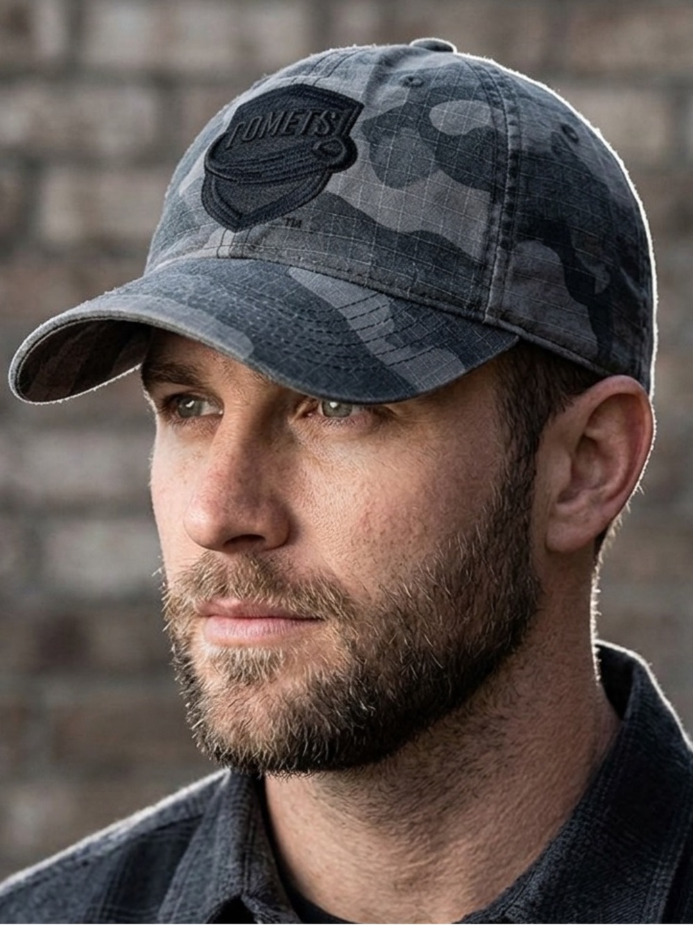 🎯3/$10 Utica Comets Hockey Baseball Cap Camouflage American Flag Hat